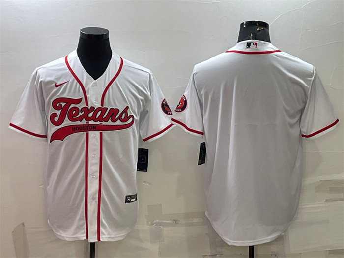 Men's Houston Texans Blank White With Patch Cool Base Stitched Baseball Jersey Men's Houston Texans Blank White With Patch Cool Base Stitched Baseball Jersey