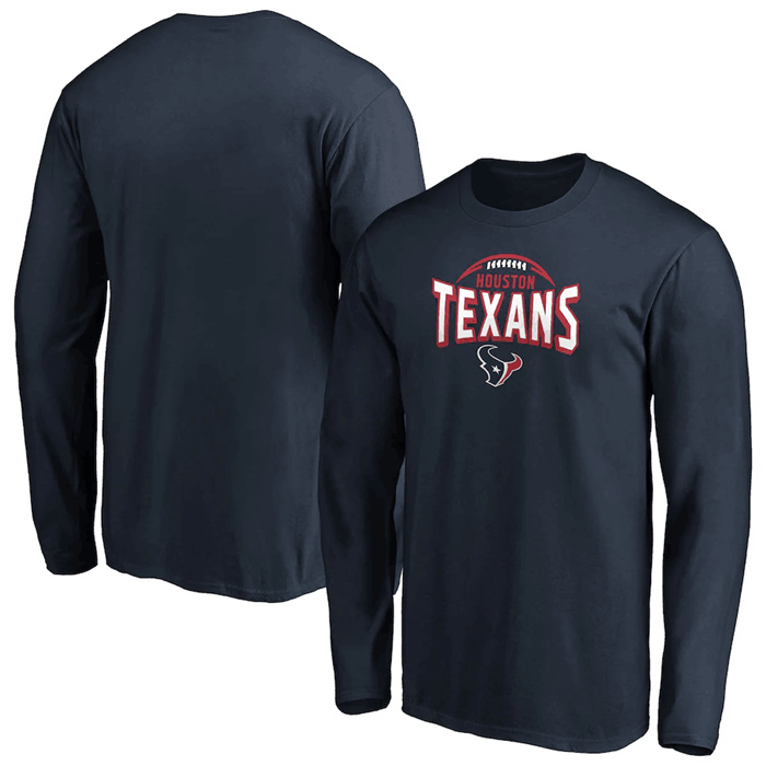 Men's Houston Texans Navy Clamp Down Long Sleeve T-Shirt Men's Houston Texans Navy Clamp Down Long Sleeve T-Shirt