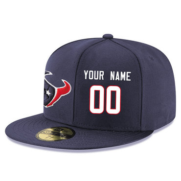 Men's Houston Texans Navy Color Snapback Custom Hat (Stitched any name&number) Men's Houston Texans Navy Color Snapback Custom Hat (Stitched any name&number)