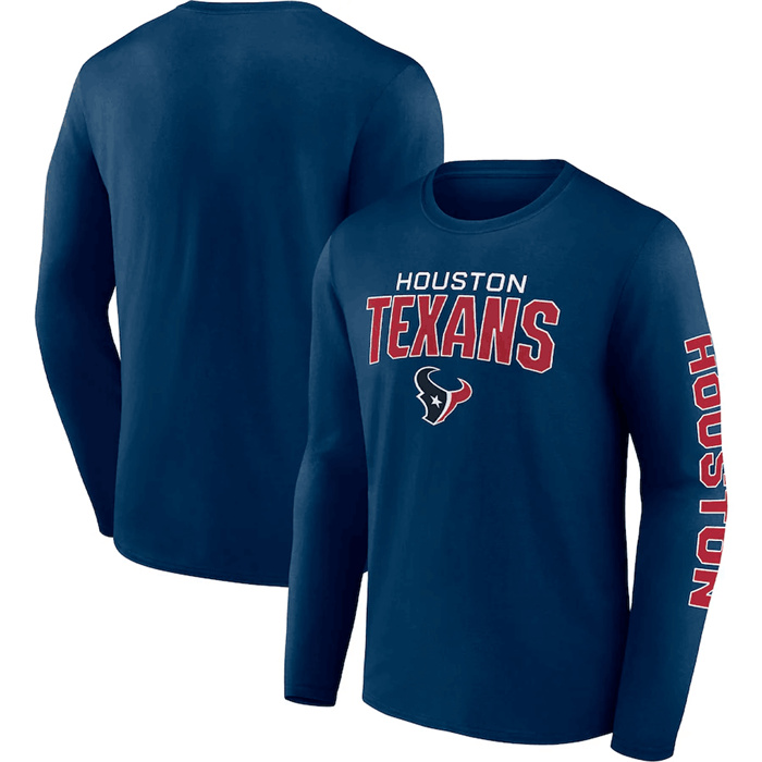 Men's Houston Texans Navy Go The Distance Long Sleeve T-Shirt Men's Houston Texans Navy Go The Distance Long Sleeve T-Shirt
