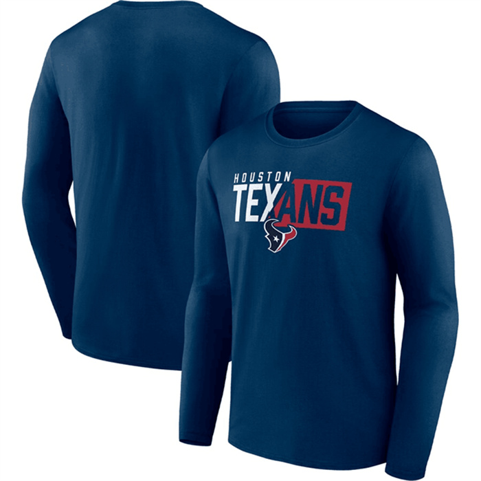 Men's Houston Texans Navy One Two Long Sleeve T-Shirt Men's Houston Texans Navy One Two Long Sleeve T-Shirt