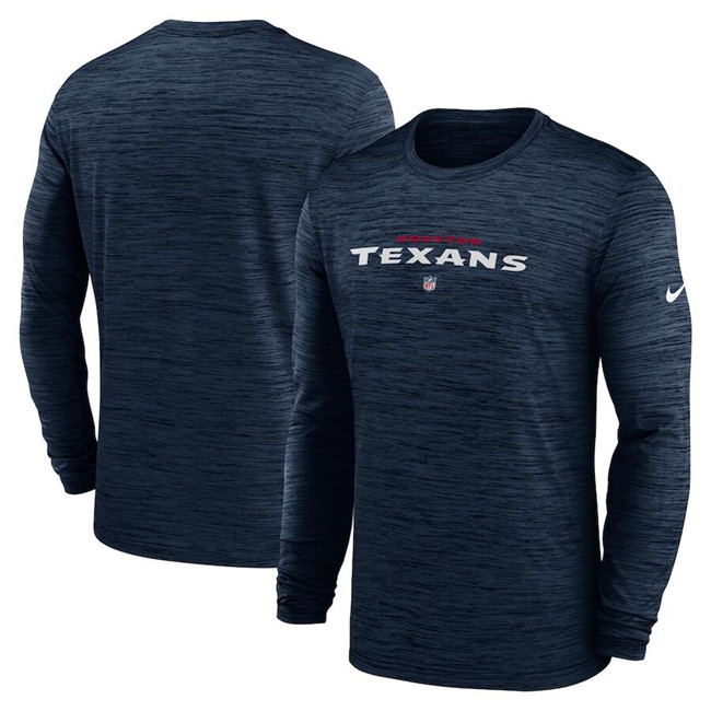 Men's Houston Texans Navy Sideline Team Velocity Performance Long Sleeve T-Shirt Men's Houston Texans Navy Sideline Team Velocity Performance Long Sleeve T-Shirt