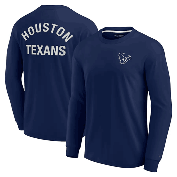 Men's Houston Texans Navy Signature Unisex Super Soft Long Sleeve T-Shirt Men's Houston Texans Navy Signature Unisex Super Soft Long Sleeve T-Shirt
