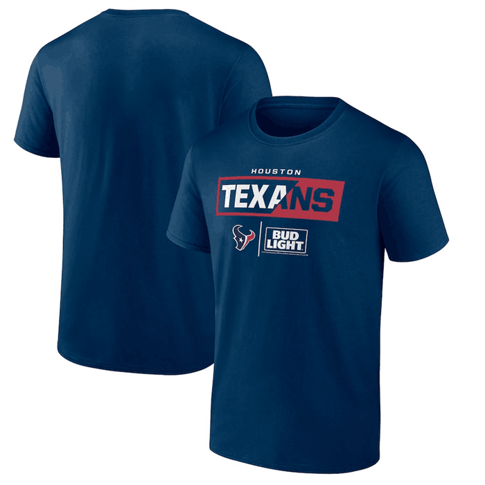 Men's Houston Texans Navy X Bud Light T-Shirt Men's Houston Texans Navy X Bud Light T-Shirt