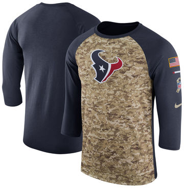 Men's Houston Texans Nike Camo Navy Salute To Service Sideline Legend Performance Three-Quarter Sleeve T Shirt Men's Houston Texans Nike Camo Navy Salute To Service Sideline Legend Performance Three-Quarter Sleeve T Shirt