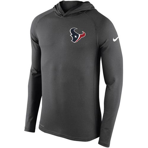 Men's Houston Texans Nike Charcoal Stadium Touch Hooded Performance Long Sleeve T-Shirt Men's Houston Texans Nike Charcoal Stadium Touch Hooded Performance Long Sleeve T-Shirt