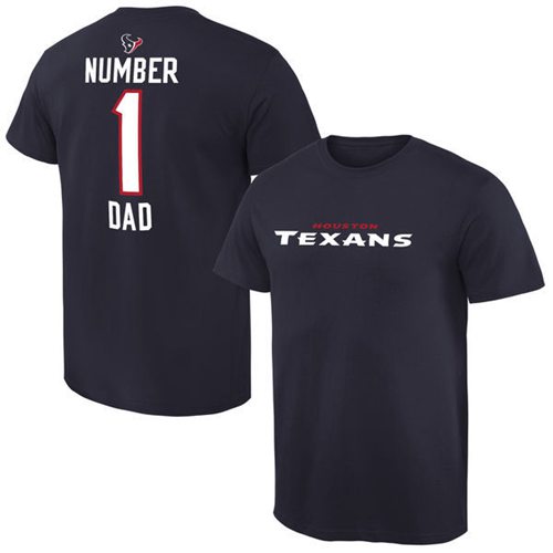 Men's Houston Texans Pro Line College Number 1 Dad T-Shirt Navy Men's Houston Texans Pro Line College Number 1 Dad T-Shirt Navy