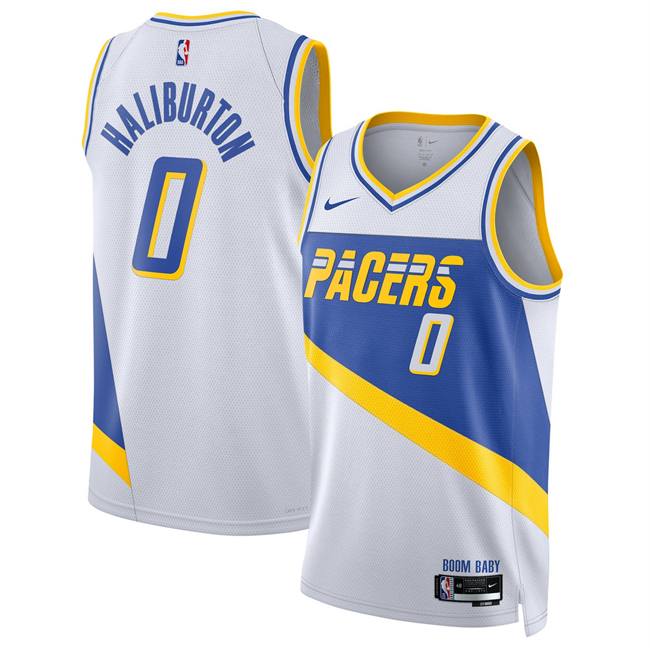 Men's Indiana Pacers #0 Tyrese Haliburton White 2025 26 City Edition Stitched Basketball Jersey Men's Indiana Pacers #0 Tyrese Haliburton White 2025 26 City Edition Stitched Basketball Jersey