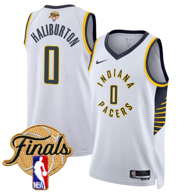 Men's Indiana Pacers #0 Tyrese Haliburton White 2025 Finals Association Edition Stitched Basketball Jersey Men's Indiana Pacers #0 Tyrese Haliburton White 2025 Finals Association Edition Stitched Basketball Jersey