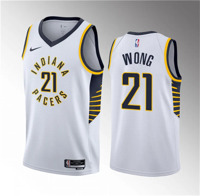 Men's Indiana Pacers #21 Isaiah Wong White 2023 Draft Association Edition Stitched Basketball Jersey Men's Indiana Pacers #21 Isaiah Wong White 2023 Draft Association Edition Stitched Basketball Jersey