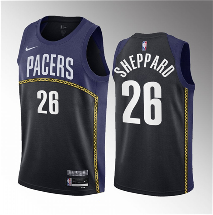 Men's Indiana Pacers #26 Ben Sheppard Blue 2023 Draft City Edition Stitched Basketball Jersey Men's Indiana Pacers #26 Ben Sheppard Blue 2023 Draft City Edition Stitched Basketball Jersey