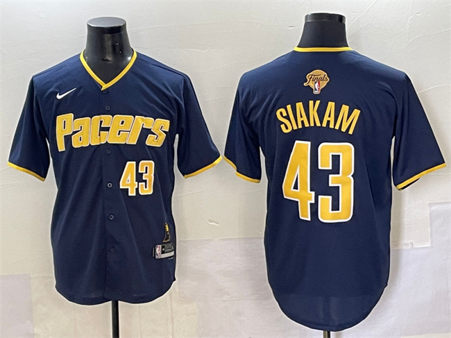 Men's Indiana Pacers #43 Pascal Siakam Navy 2025 Finals Vapor Stitched Baseball Jersey Men's Indiana Pacers #43 Pascal Siakam Navy 2025 Finals Vapor Stitched Baseball Jersey