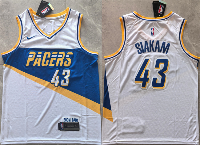Men's Indiana Pacers #43 Pascal Siakam White 2025-26 City Edition Stitched Basketball Jersey Men's Indiana Pacers #43 Pascal Siakam White 2025-26 City Edition Stitched Basketball Jersey