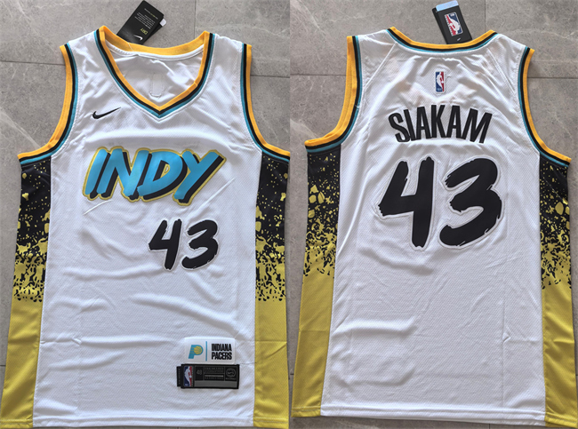 Men's Indiana Pacers #43 Pascal Siakam White 2025 City Edition Stitched Basketball Jersey Men's Indiana Pacers #43 Pascal Siakam White 2025 City Edition Stitched Basketball Jersey