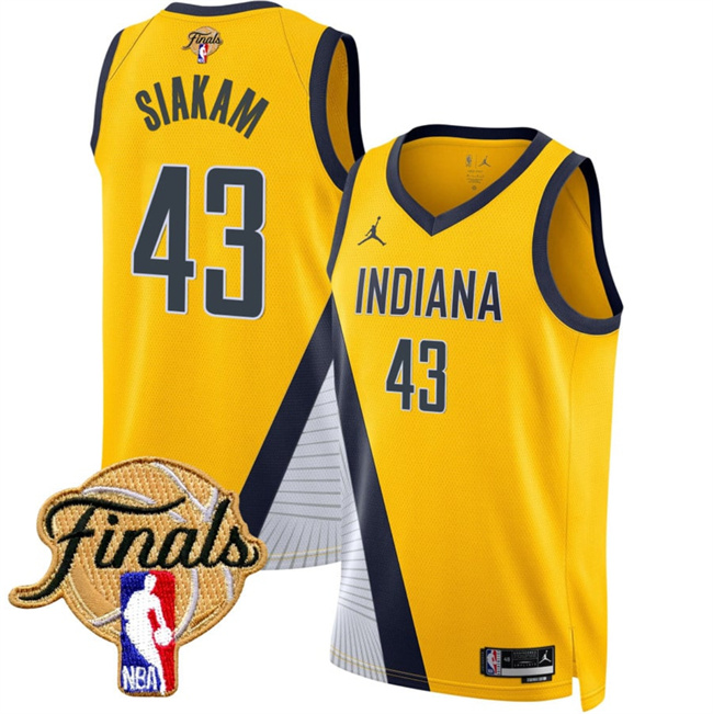 Men's Indiana Pacers #43 Pascal Siakam Yellow 2025 Finals Statement Edition Stitched Basketball Jersey Men's Indiana Pacers #43 Pascal Siakam Yellow 2025 Finals Statement Edition Stitched Basketball Jersey