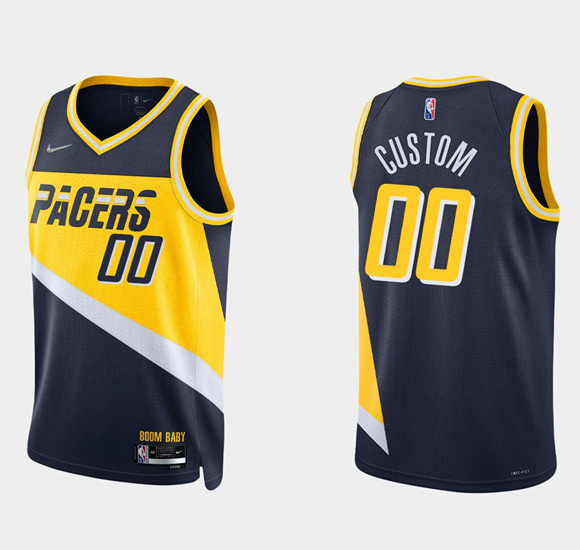 Men's Indiana Pacers Active Player Custom 2021 22 Navy City Edition 75th Anniversary Stitched Basketball Jersey