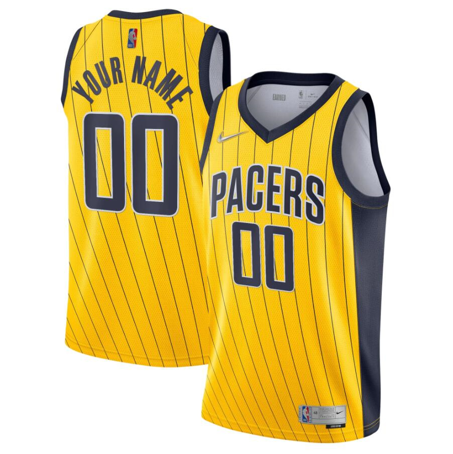 Men's Indiana Pacers Active Player Custom Gold Earned Edition Swingman Stitched Jersey Men's Indiana Pacers Active Player Custom Gold Earned Edition Swingman Stitched Jersey