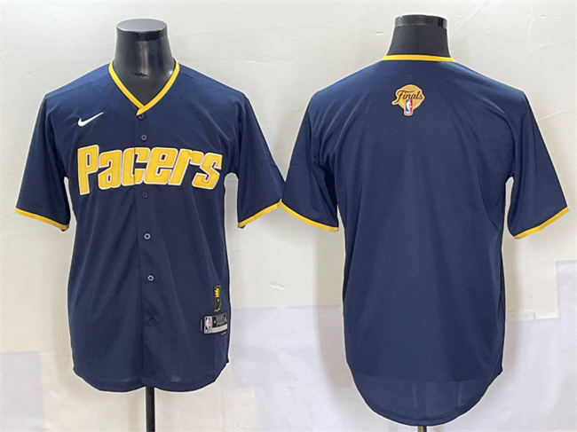 Men's Indiana Pacers Blank Navy 2025 Finals Vapor Stitched Baseball Jersey Men's Indiana Pacers Blank Navy 2025 Finals Vapor Stitched Baseball Jersey