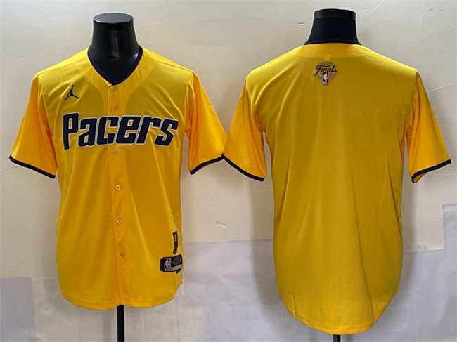 Men's Indiana Pacers Blank Yellow 2025 Finals Vapor Stitched Baseball Jersey Men's Indiana Pacers Blank Yellow 2025 Finals Vapor Stitched Baseball Jersey