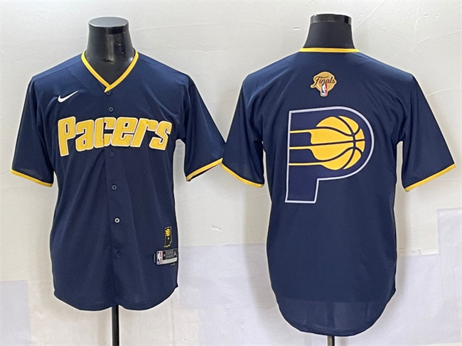 Men's Indiana Pacers Team Big Logo Navy 2025 Finals Vapor Stitched Baseball Jersey Men's Indiana Pacers Team Big Logo Navy 2025 Finals Vapor Stitched Baseball Jersey