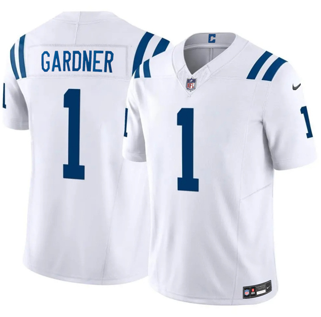 Men's Indianapolis Colts #1 Sauce Gardner White 2025 F.U.S.E. Vapor Limited Stitched Football Jersey Men's Indianapolis Colts #1 Sauce Gardner White 2025 F.U.S.E. Vapor Limited Stitched Football Jersey