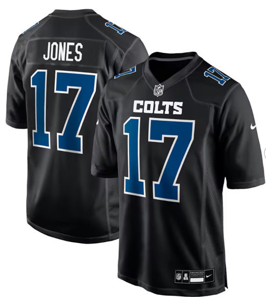 Men's Indianapolis Colts #17 Daniel Jones Black Stitched Game Jersey Men's Indianapolis Colts #17 Daniel Jones Black Stitched Game Jersey