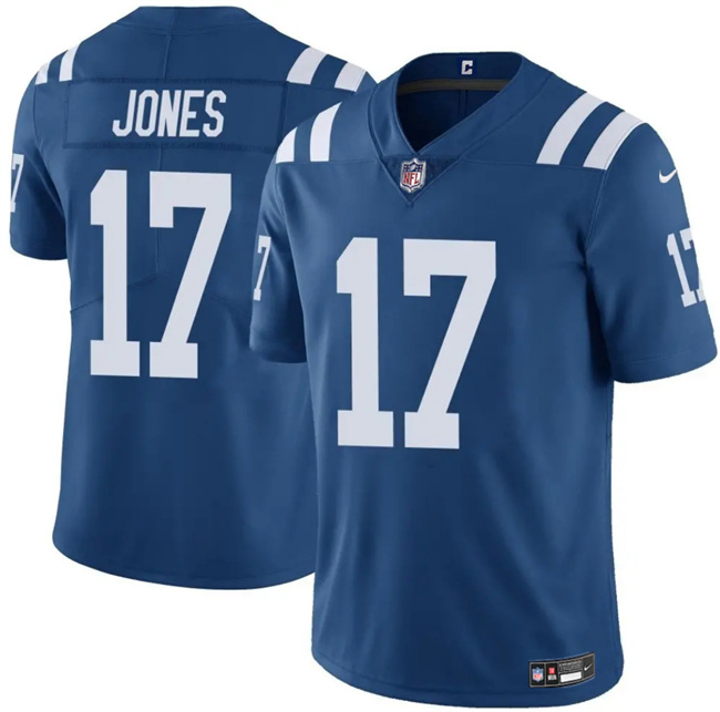 Men's Indianapolis Colts #17 Daniel Jones Blue Vapor Limited Stitched Football Jersey Men's Indianapolis Colts #17 Daniel Jones Blue Vapor Limited Stitched Football Jersey