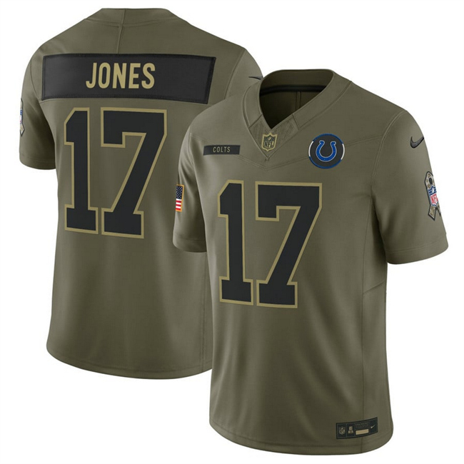 Men's Indianapolis Colts #17 Daniel Jones Olive 2025 F.U.S.E. Salute to Service Limited Stitched Football Jersey Men's Indianapolis Colts #17 Daniel Jones Olive 2025 F.U.S.E. Salute to Service Limited Stitched Football Jersey