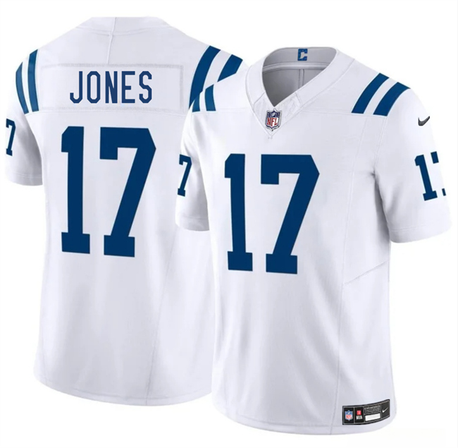 Men's Indianapolis Colts #17 Daniel Jones White 2025 F.U.S.E. Vapor Limited Stitched Football Jersey