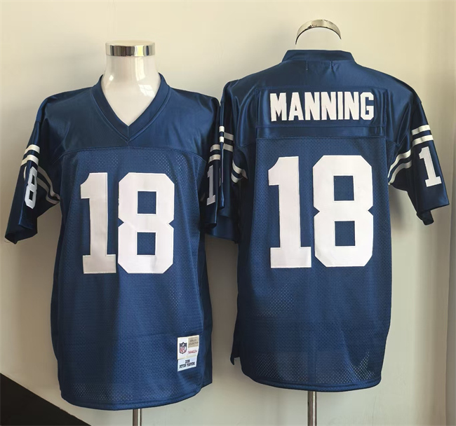Men's Indianapolis Colts #18 Peyton Manning Blue Throwback Stitched Football Jersey Men's Indianapolis Colts #18 Peyton Manning Blue Throwback Stitched Football Jersey