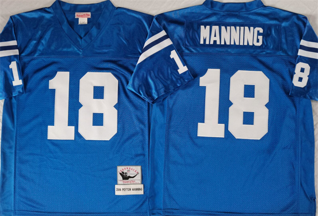 Men's Indianapolis Colts #18 Peyton Manning Blue Throwback Stitched Jersey Men's Indianapolis Colts #18 Peyton Manning Blue Throwback Stitched Jersey