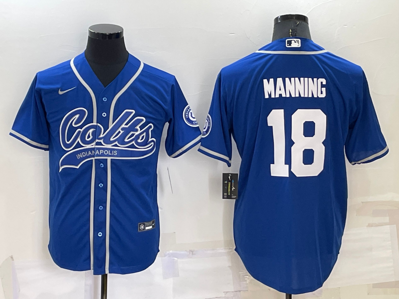 Men's Indianapolis Colts #18 Peyton Manning Royal Cool Base Stitched Baseball Jersey Men's Indianapolis Colts #18 Peyton Manning Royal Cool Base Stitched Baseball Jersey
