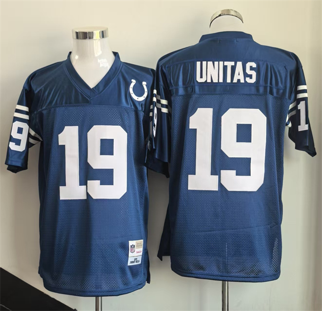 Men's Indianapolis Colts #19 Johnny Unitas Blue Throwback Stitched Football Jersey Men's Indianapolis Colts #19 Johnny Unitas Blue Throwback Stitched Football Jersey