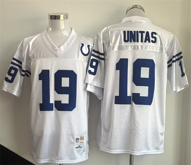 Men's Indianapolis Colts #19 Johnny Unitas White Throwback Stitched Football Jersey Men's Indianapolis Colts #19 Johnny Unitas White Throwback Stitched Football Jersey
