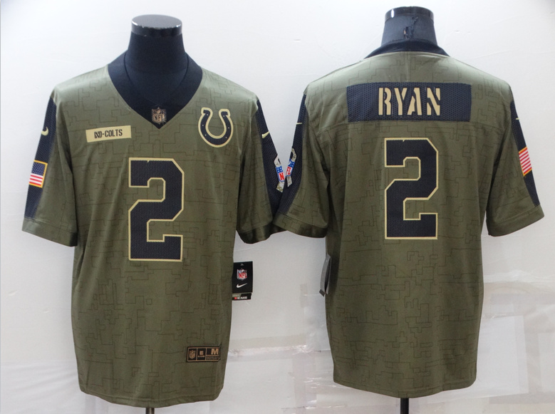 Men's Indianapolis Colts #2 Matt Ryan Olive Salute To Service Limited Stitched Jersey