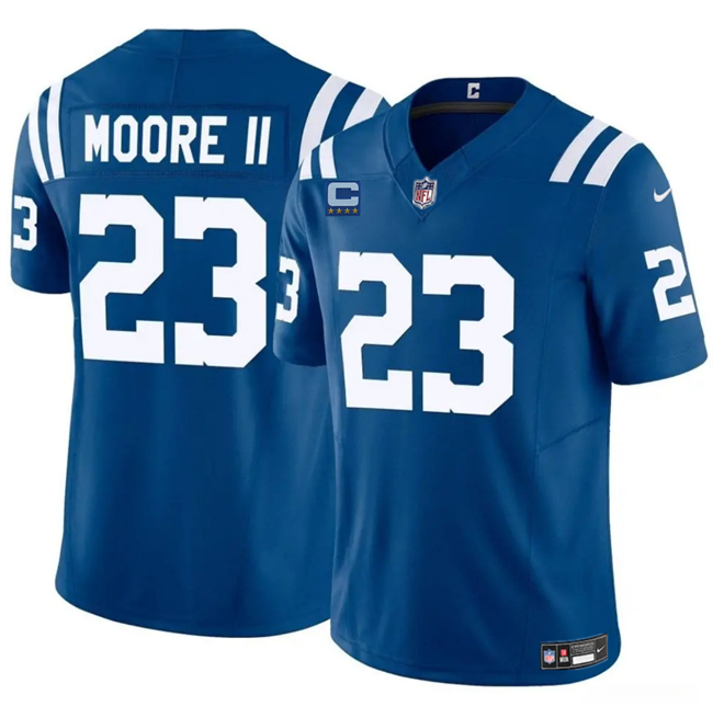 Men's Indianapolis Colts #23 Kenny Moore II Blue 2025 F.U.S.E. With 4-Star C Patch Vapor Limited Stitched Football Jersey Men's Indianapolis Colts #23 Kenny Moore II Blue 2025 F.U.S.E. With 4-Star C Patch Vapor Limited Stitched Football Jersey