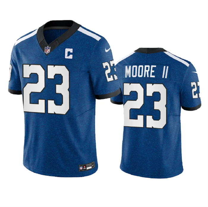 Men's Indianapolis Colts #23 Kenny Moore II Royal 2023 F.U.S.E. Indiana Nights Limited Stitched Football Jersey Men's Indianapolis Colts #23 Kenny Moore II Royal 2023 F.U.S.E. Indiana Nights Limited Stitched Football Jersey