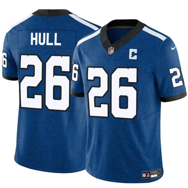 Men's Indianapolis Colts #26 Evan Hull Blue 2024 F.U.S.E. Throwback Vapor Limited Stitched Football Jersey Men's Indianapolis Colts #26 Evan Hull Blue 2024 F.U.S.E. Throwback Vapor Limited Stitched Football Jersey