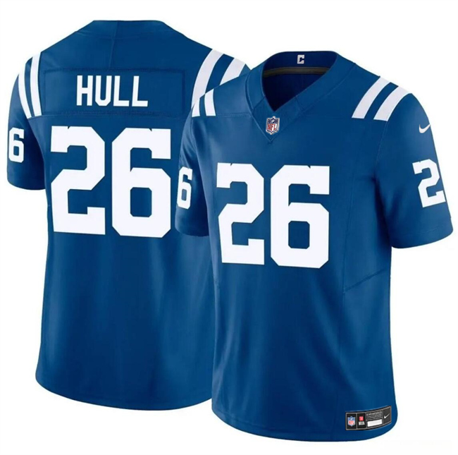 Men's Indianapolis Colts #26 Evan Hull Blue 2024 F.U.S.E. Vapor Limited Stitched Football Jersey Men's Indianapolis Colts #26 Evan Hull Blue 2024 F.U.S.E. Vapor Limited Stitched Football Jersey