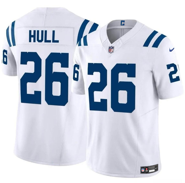 Men's Indianapolis Colts #26 Evan Hull White 2024 F.U.S.E. Vapor Limited Stitched Football Jersey Men's Indianapolis Colts #26 Evan Hull White 2024 F.U.S.E. Vapor Limited Stitched Football Jersey