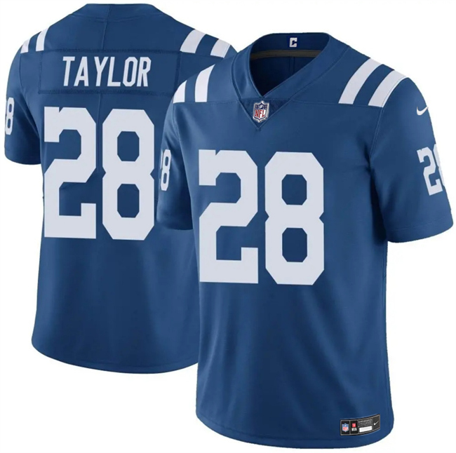 Men's Indianapolis Colts #28 Jonathan Taylor Blue Vapor Limited Stitched Football Jersey Men's Indianapolis Colts #28 Jonathan Taylor Blue Vapor Limited Stitched Football Jersey