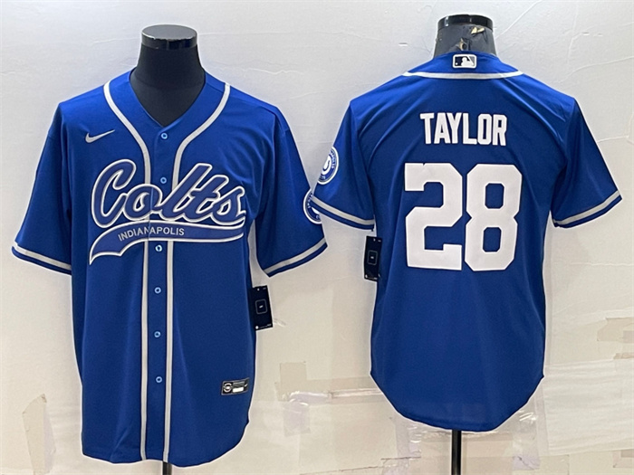 Men's Indianapolis Colts #28 Jonathan Taylor Royal Cool Base Stitched Baseball Jersey Men's Indianapolis Colts #28 Jonathan Taylor Royal Cool Base Stitched Baseball Jersey