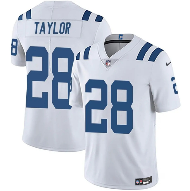 Men's Indianapolis Colts #28 Jonathan Taylor White Vapor Limited Stitched Football Jersey Men's Indianapolis Colts #28 Jonathan Taylor White Vapor Limited Stitched Football Jersey
