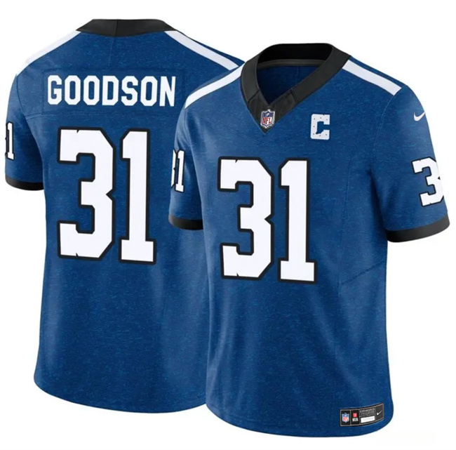 Men's Indianapolis Colts #31 Tyler Goodson Blue 2024 F.U.S.E. Throwback Vapor Limited Stitched Football Jersey Men's Indianapolis Colts #31 Tyler Goodson Blue 2024 F.U.S.E. Throwback Vapor Limited Stitched Football Jersey