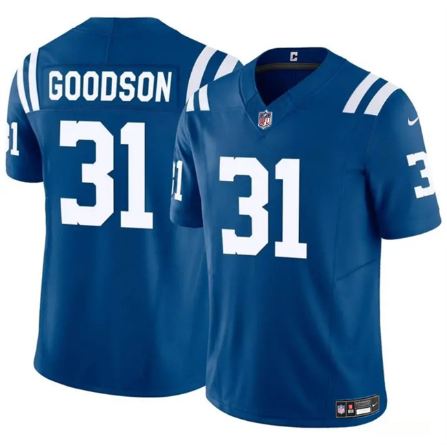 Men's Indianapolis Colts #31 Tyler Goodson Blue 2024 F.U.S.E. Vapor Limited Stitched Football Jersey Men's Indianapolis Colts #31 Tyler Goodson Blue 2024 F.U.S.E. Vapor Limited Stitched Football Jersey