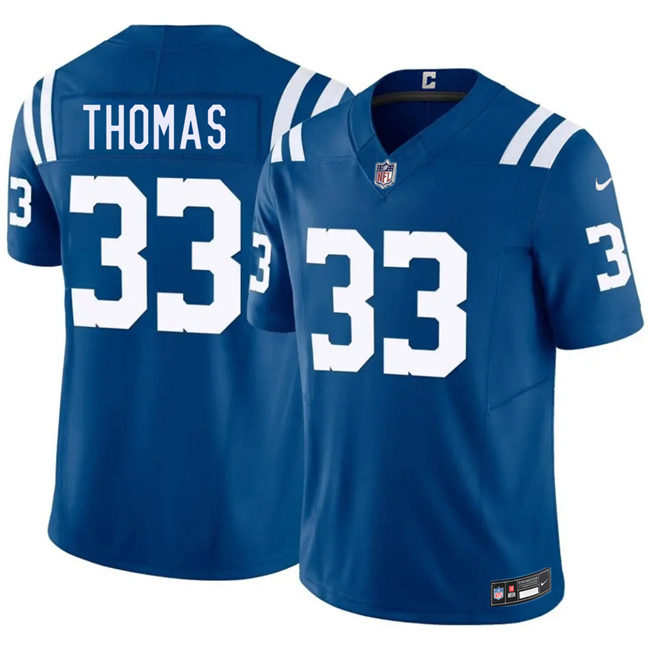 Men's Indianapolis Colts #33 Juanyeh Thomas Blue 2026 F.U.S.E. Vapor Limited Stitched Football Jersey Men's Indianapolis Colts #33 Juanyeh Thomas Blue 2026 F.U.S.E. Vapor Limited Stitched Football Jersey