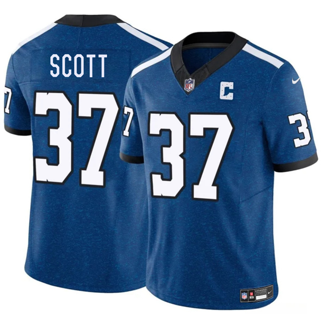 Men's Indianapolis Colts #37 Daniel Scott Blue 2025 F.U.S.E. Throwback Vapor Limited Stitched Football Jersey