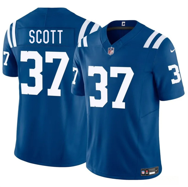 Men's Indianapolis Colts #37 Daniel Scott Blue 2025 F.U.S.E. Vapor Limited Stitched Football Jersey