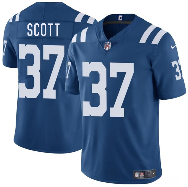Men's Indianapolis Colts #37 Daniel Scott Blue 2025 Vapor Limited Stitched Football Jersey