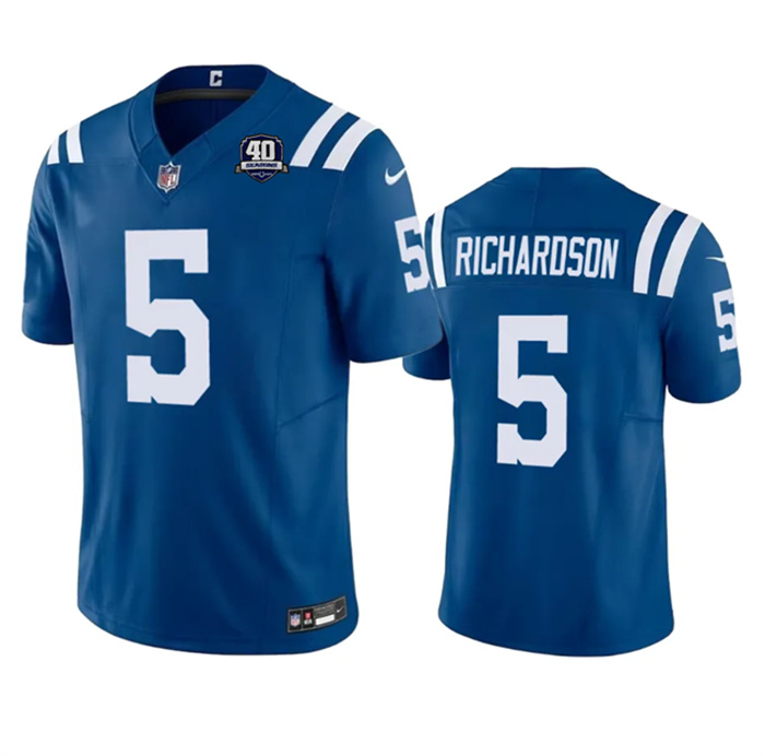 Men's Indianapolis Colts #5 Anthony Richardson Blue 2023 F.U.S.E 40th Anniversary Vapor Untouchable Stitched Football Jersey Men's Indianapolis Colts #5 Anthony Richardson Blue 2023 F.U.S.E 40th Anniversary Vapor Untouchable Stitched Football Jersey
